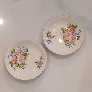 Johnson Bro's Old English Charming Floral Saucer Duo